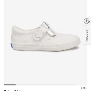 Keds White T‑Strap Floral Slip‑On Sneaker for Kids